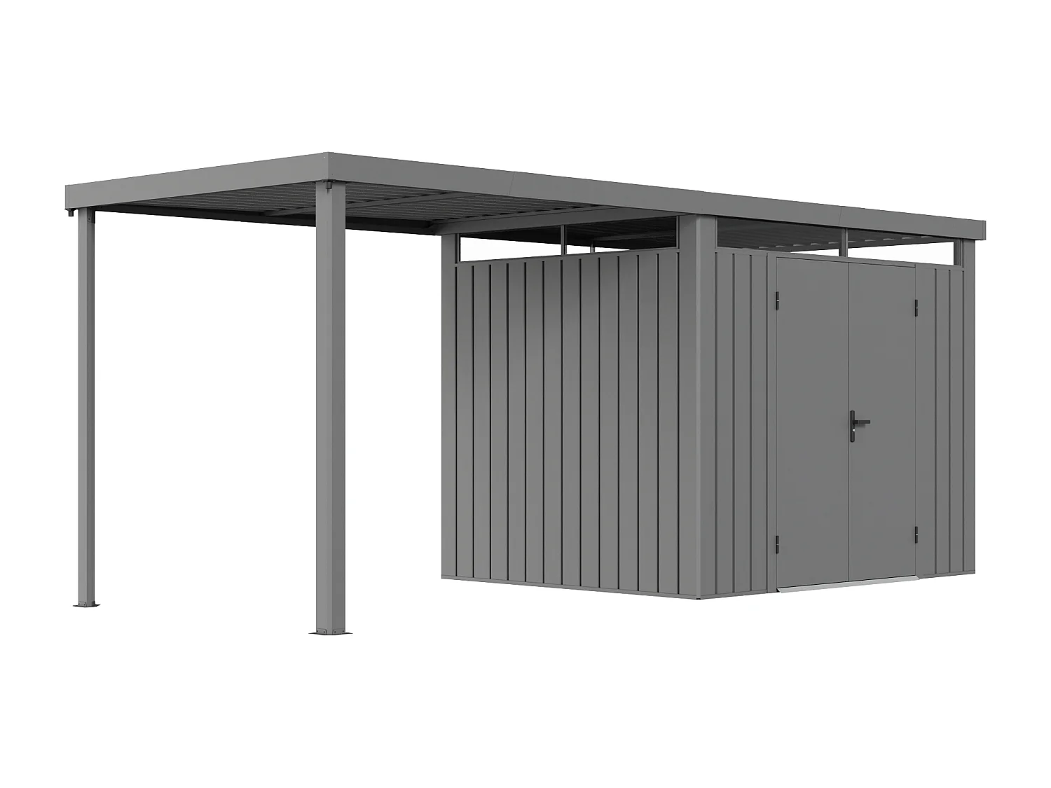 Abri de jardin métal en acier galvanisé avec appentis 6,25 m² - Gris - MERANO