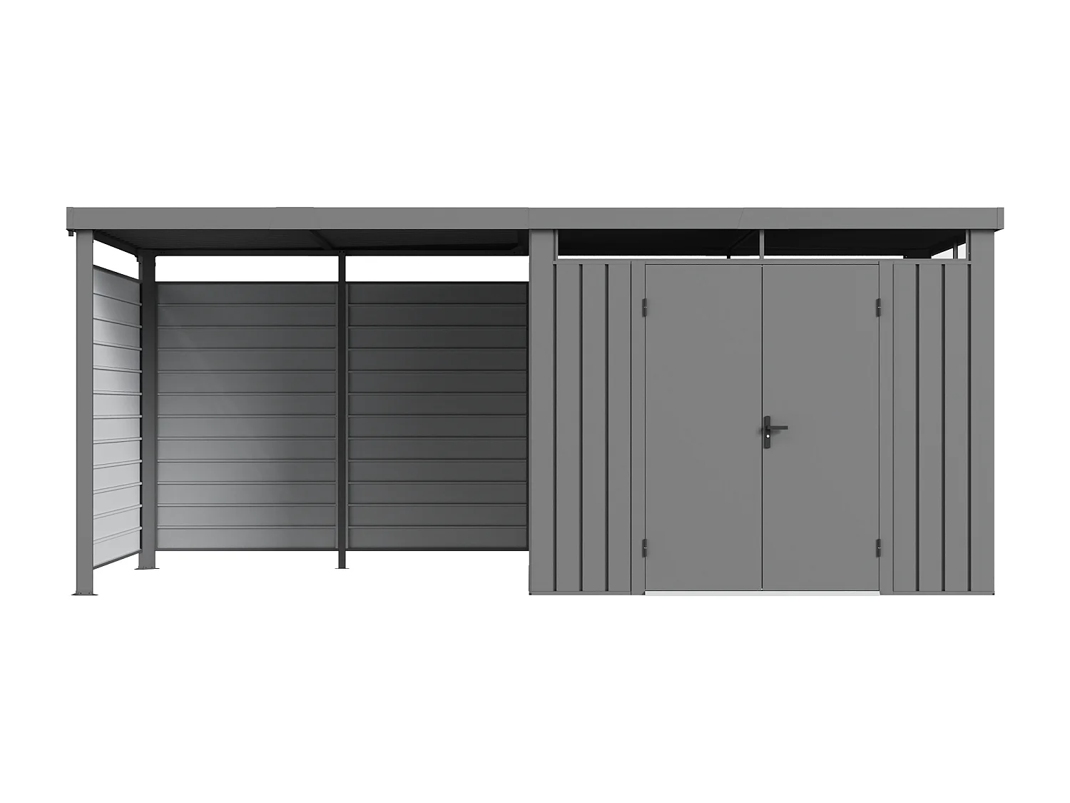 Abri de jardin métal en acier galvanisé avec appentis et paroi ajourée 6,25 m² - Gris - MERANO