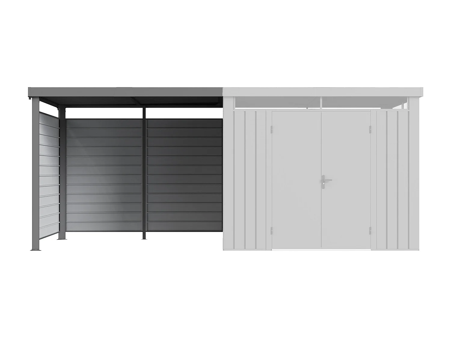Appentis pour abri de jardin avec paroi ajourée - 5,99 m² - Gris - MERANO