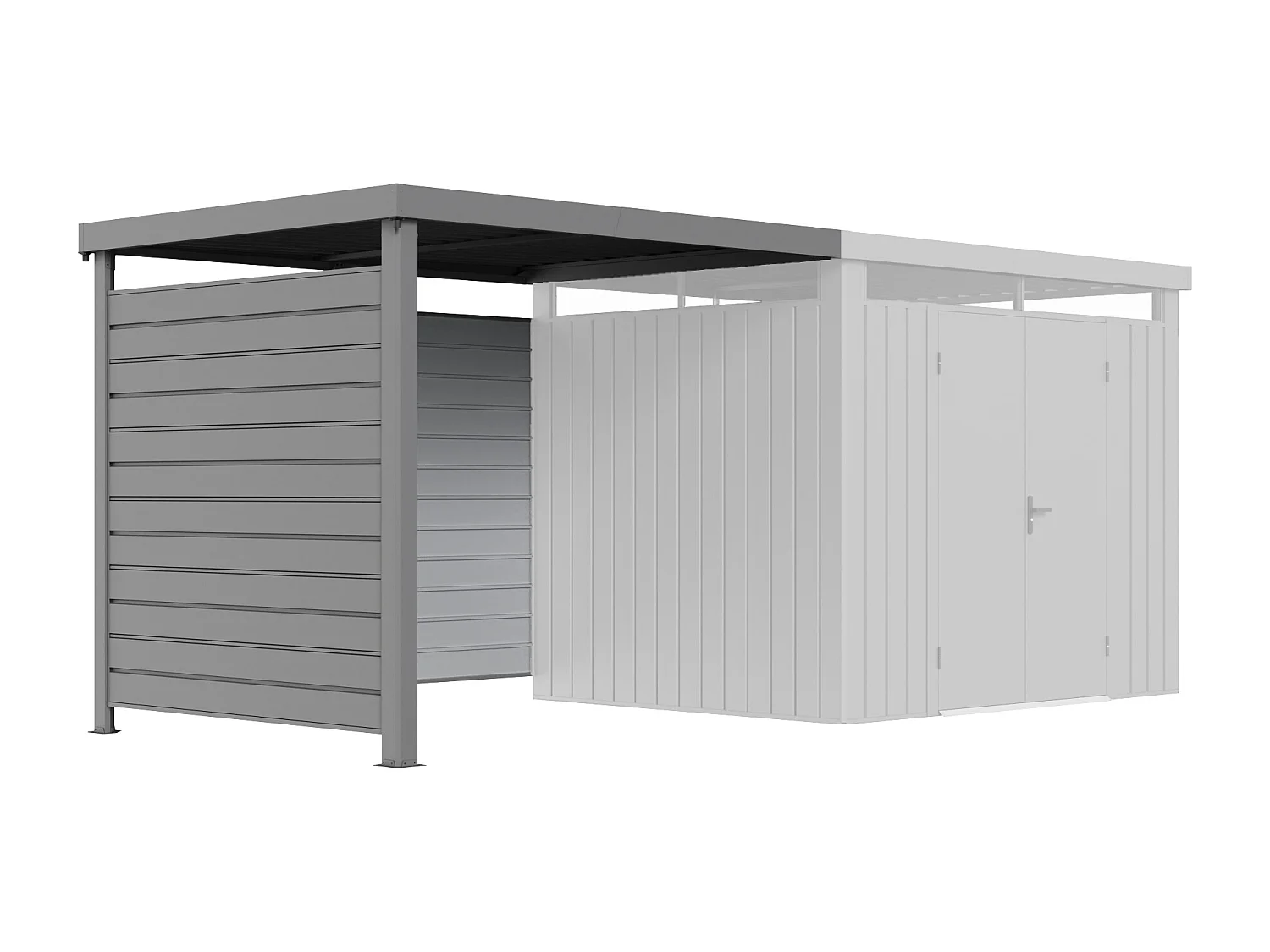 Appentis pour abri de jardin avec paroi ajourée - 5,99 m² - Gris - MERANO