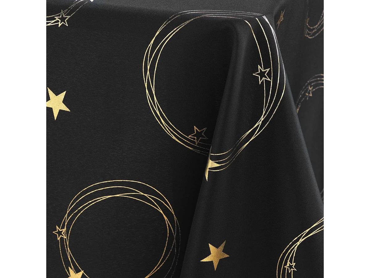 Nappe Imprimé Métallisé "Star" 150x240cm Noir & Or