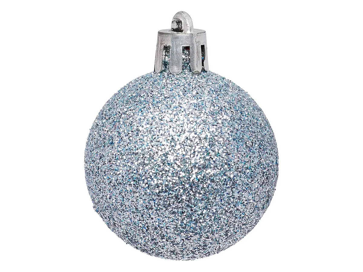 Lot de 12 Boules de Noël "Quiet Times" 4cm Bleu & Argent