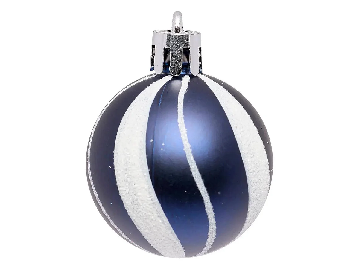 Lot de 12 Boules de Noël "Quiet Times" 4cm Bleu & Argent