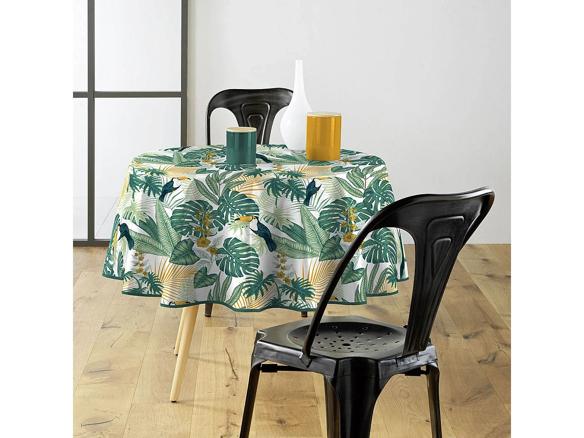 Nappe Ronde Imprimé "Guyana" 160cm Vert