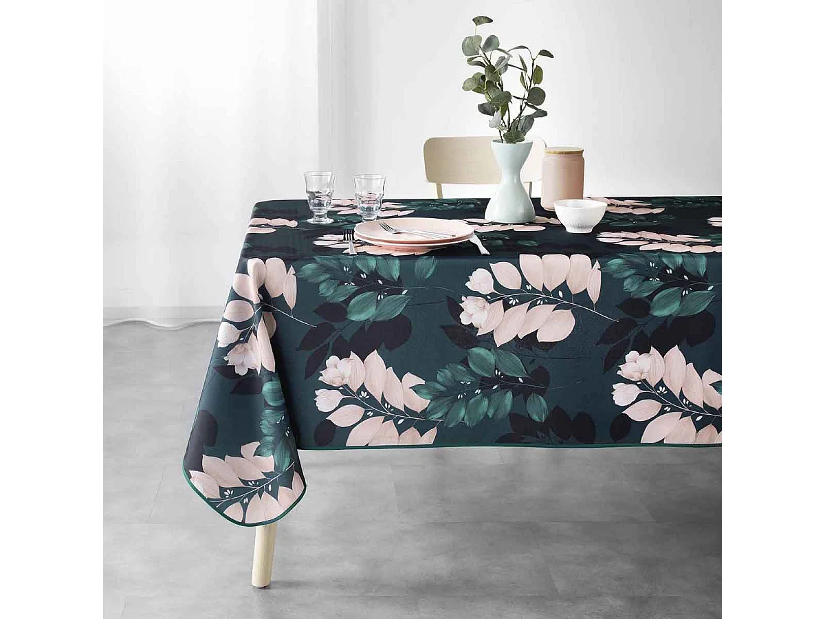 Nappe Imprimée "Belline" 150x240cm Émeraude