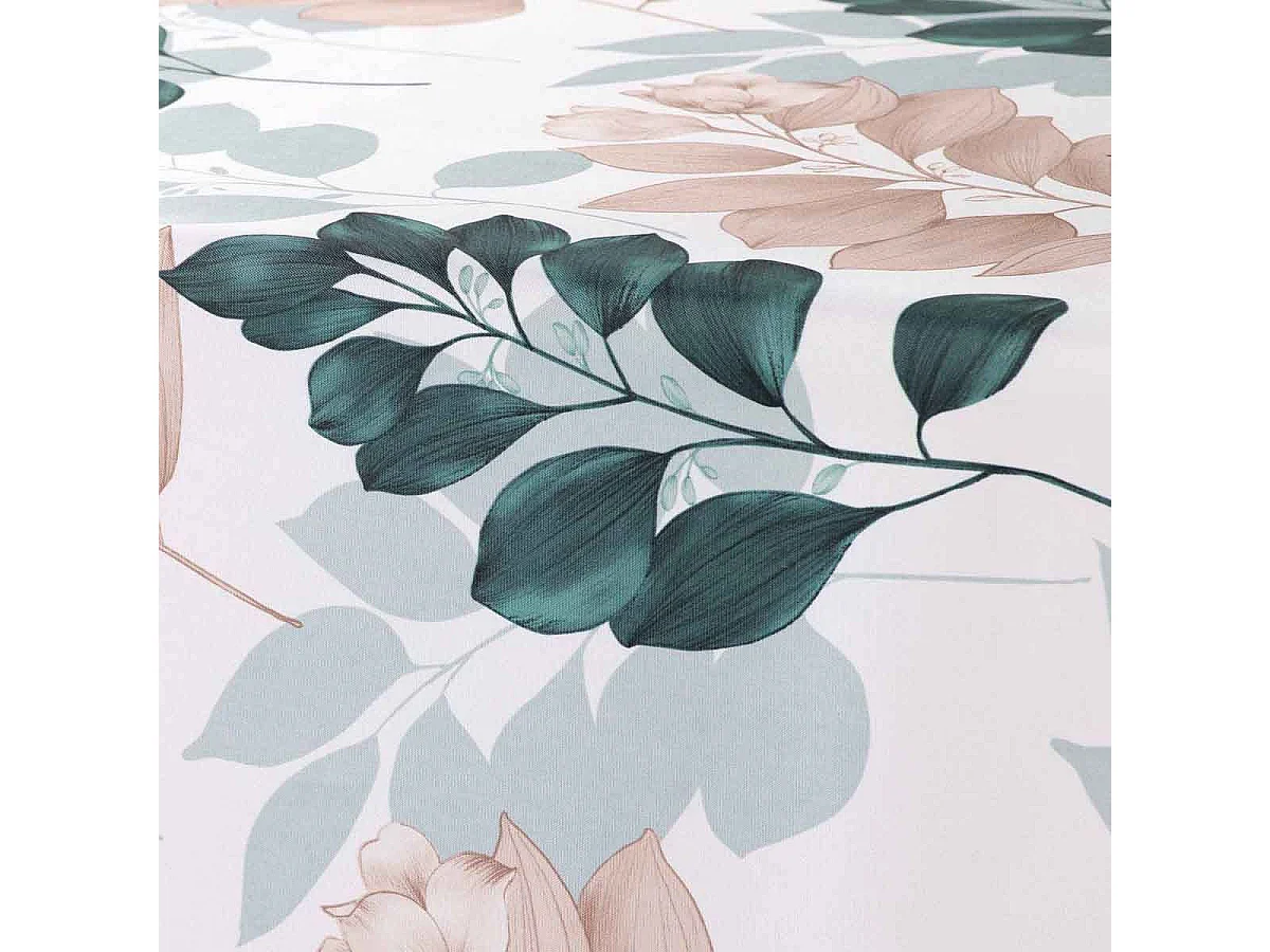 Nappe Imprimée "Belline" 150x240cm Blanc & Émeraude