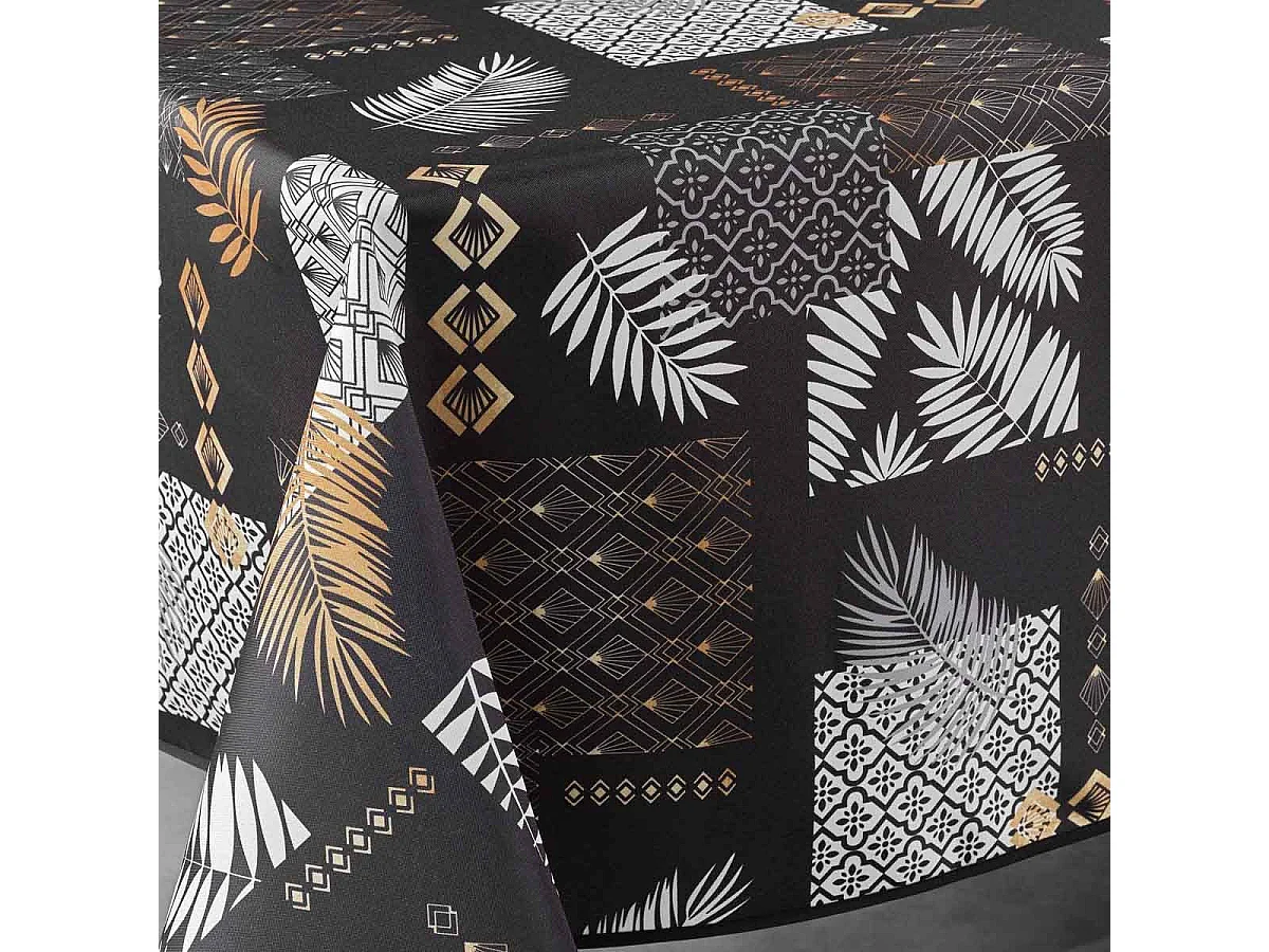 Nappe Imprimée "Olenna" 150x300cm Noir
