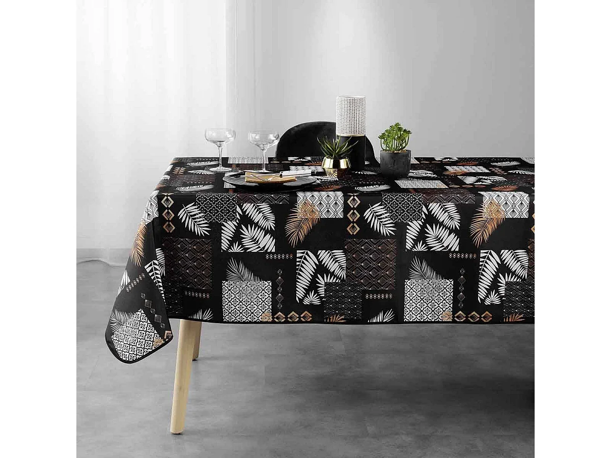 Nappe Imprimée "Olenna" 150x300cm Noir