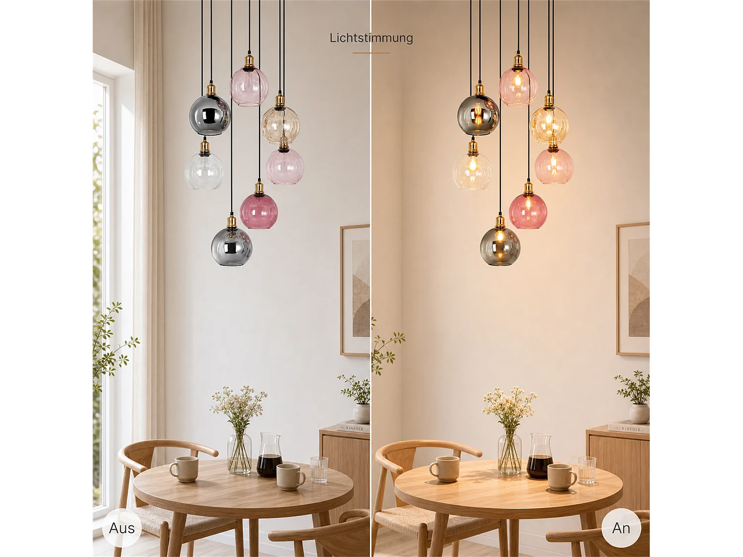 ZMH Suspension 7 lumière E27 moderne abat-jour en verre convient pour la salle à manger le salon couloir ou chambre