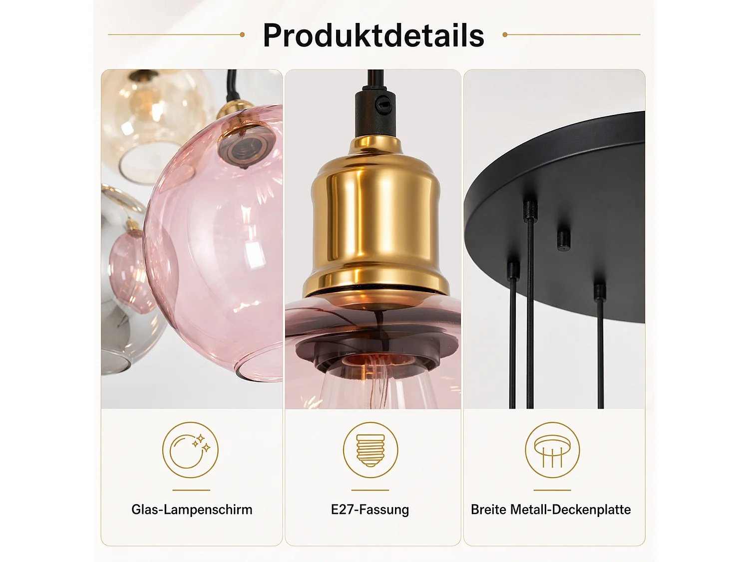 ZMH Suspension 7 lumière E27 moderne abat-jour en verre convient pour la salle à manger le salon couloir ou chambre