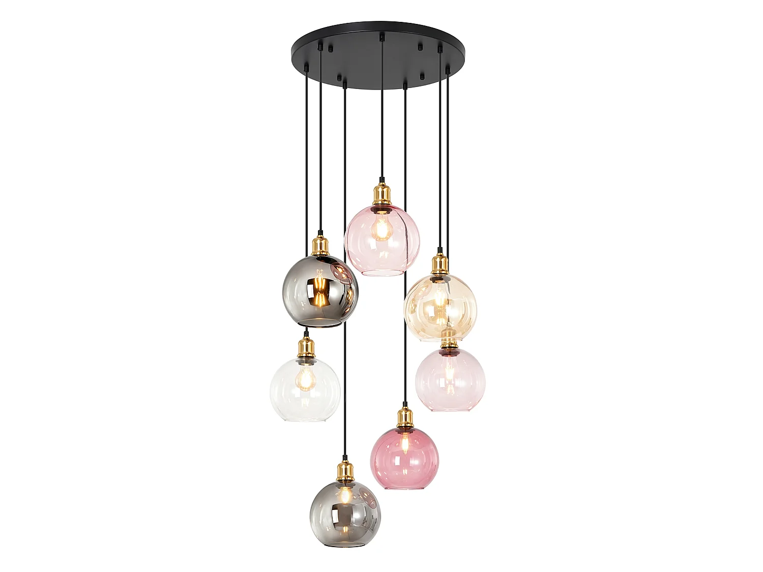 ZMH Suspension 7 lumière E27 moderne abat-jour en verre convient pour la salle à manger le salon couloir ou chambre