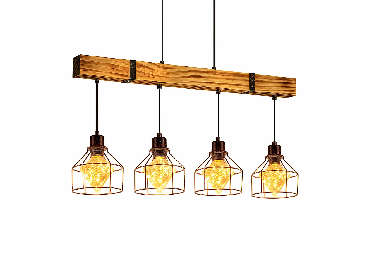 ZMH Suspension vintage noir E27 4 flammes convient aux salles à manger et aux salons Îlot de cuisine