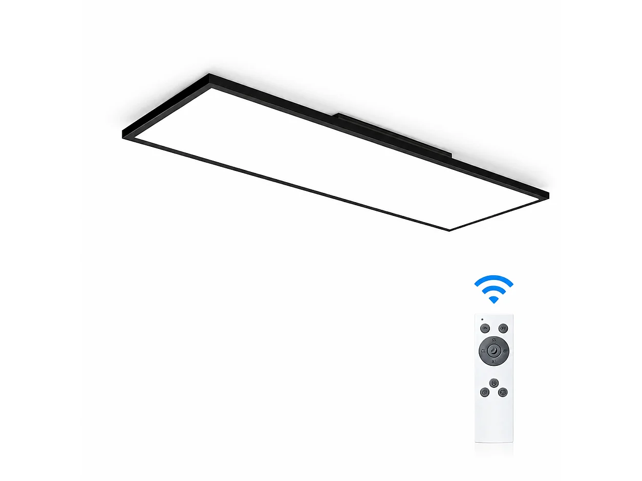 ZMH Plafonnier LED 100cm 13.5W noir intensité variable rectangulaire avec télécommande pour atelier couloir cuisine salon