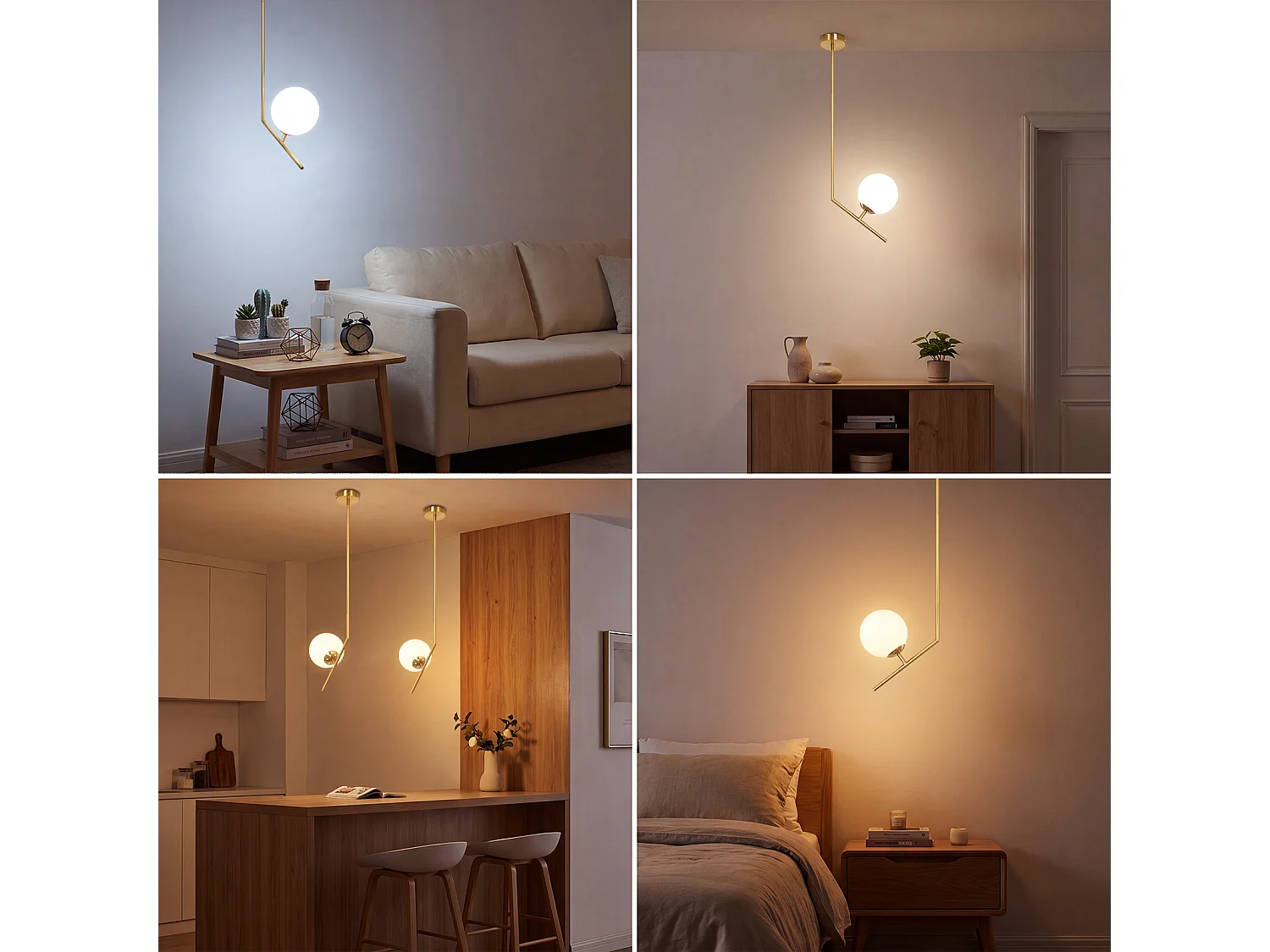 ZMH Suspension 1 lumière G9 doré moderne en verre finition opale convient pour la salle à manger le salon cuisine ou chambre