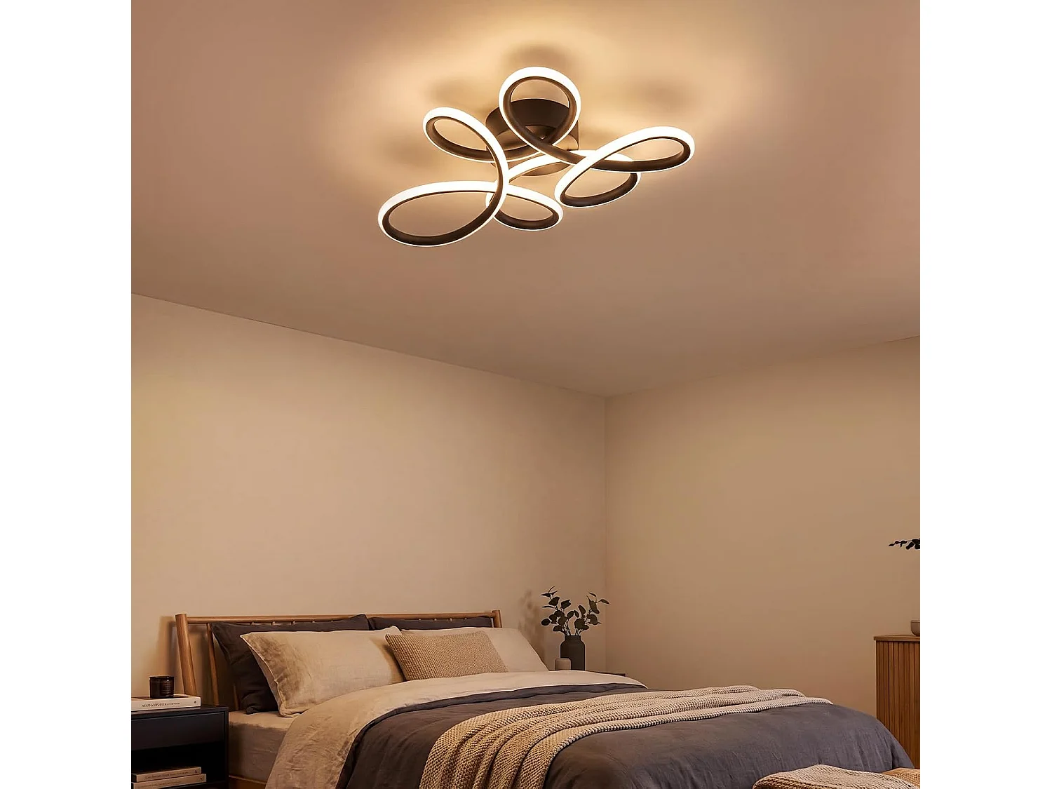 ZMH Plafonnier LED noir 24W 3000K moderne convient salons et chambres à coucher