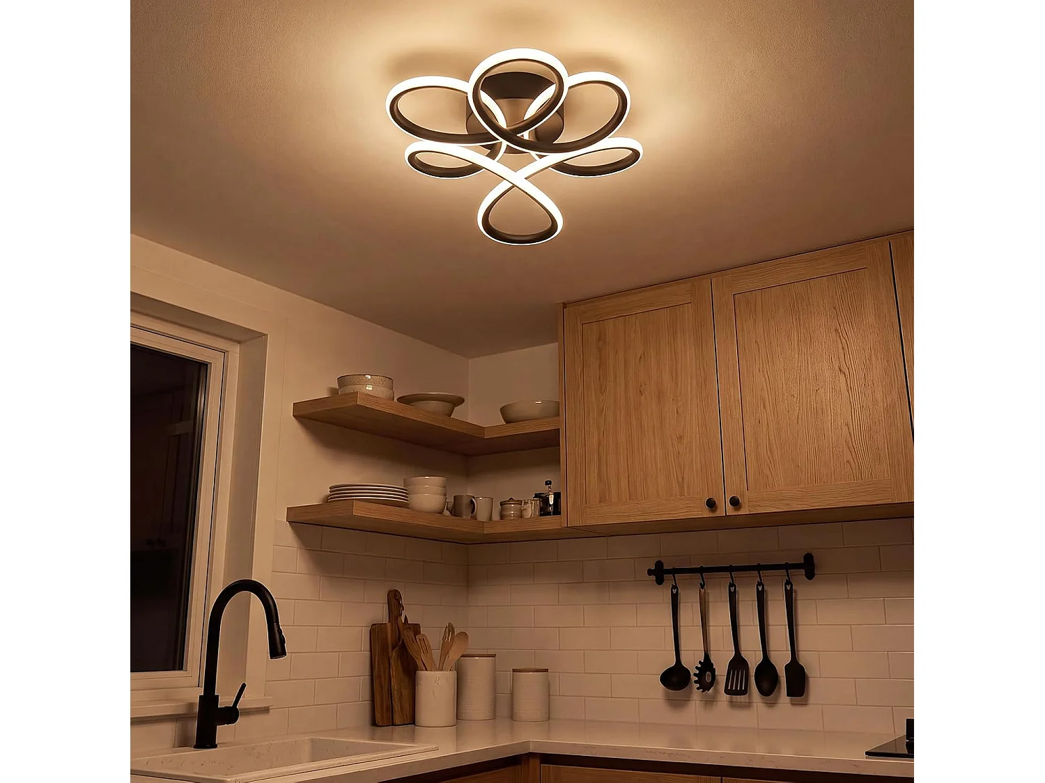 ZMH Plafonnier LED noir 24W 3000K moderne convient salons et chambres à coucher