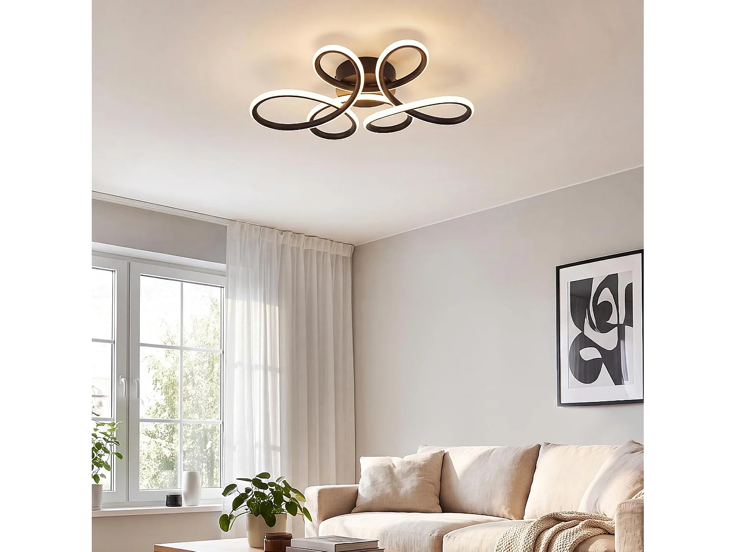 ZMH Plafonnier LED noir 24W 3000K moderne convient salons et chambres à coucher