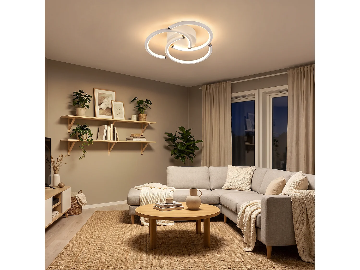 ZMH Plafonnier LED blanc 24W 3000K moderne au design en anneau convient salons et chambres à coucher