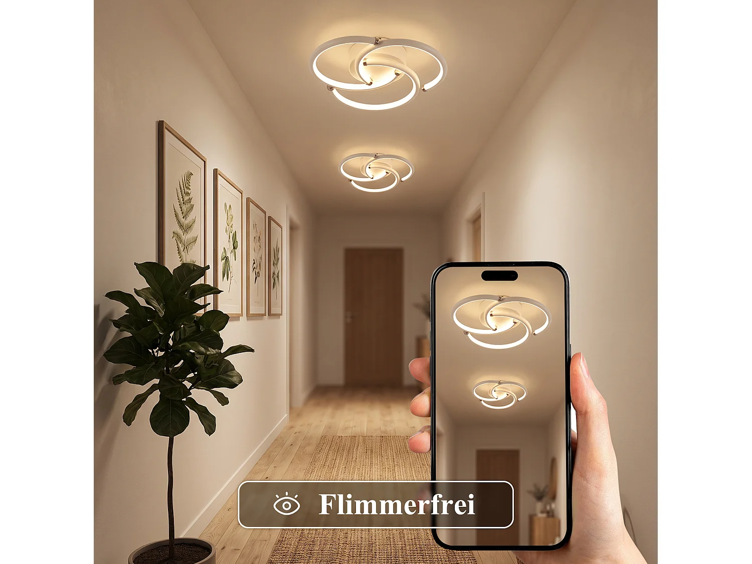 ZMH Plafonnier LED blanc 24W 3000K moderne au design en anneau convient salons et chambres à coucher