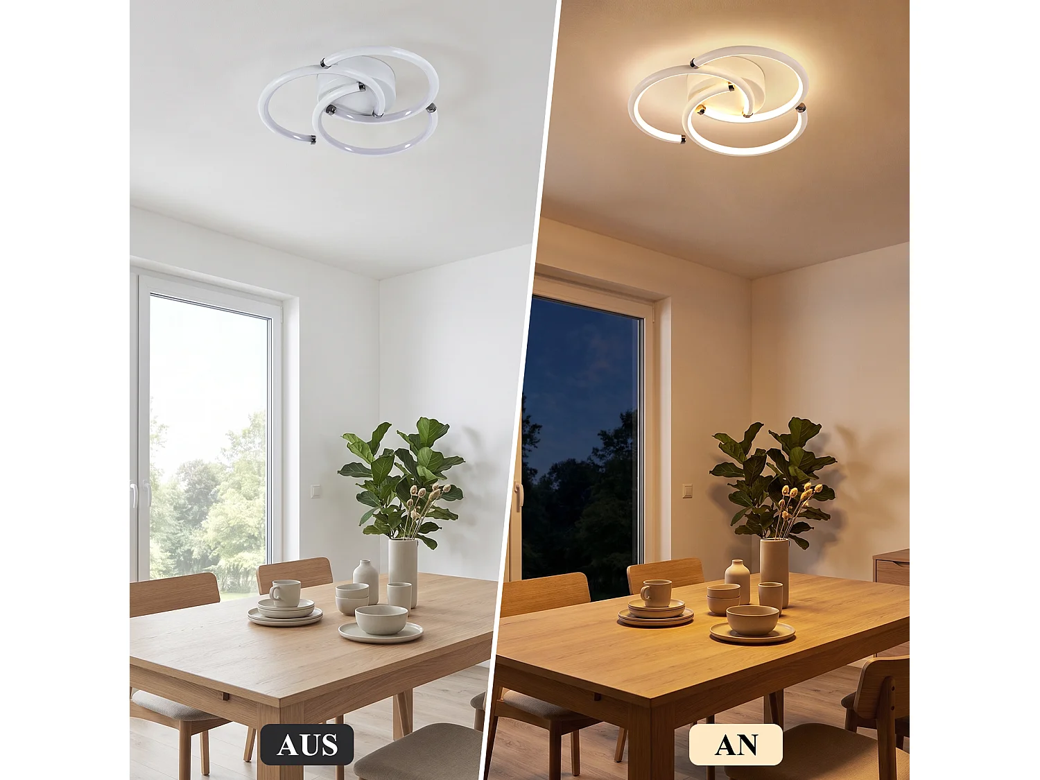 ZMH Plafonnier LED blanc 24W 3000K moderne au design en anneau convient salons et chambres à coucher
