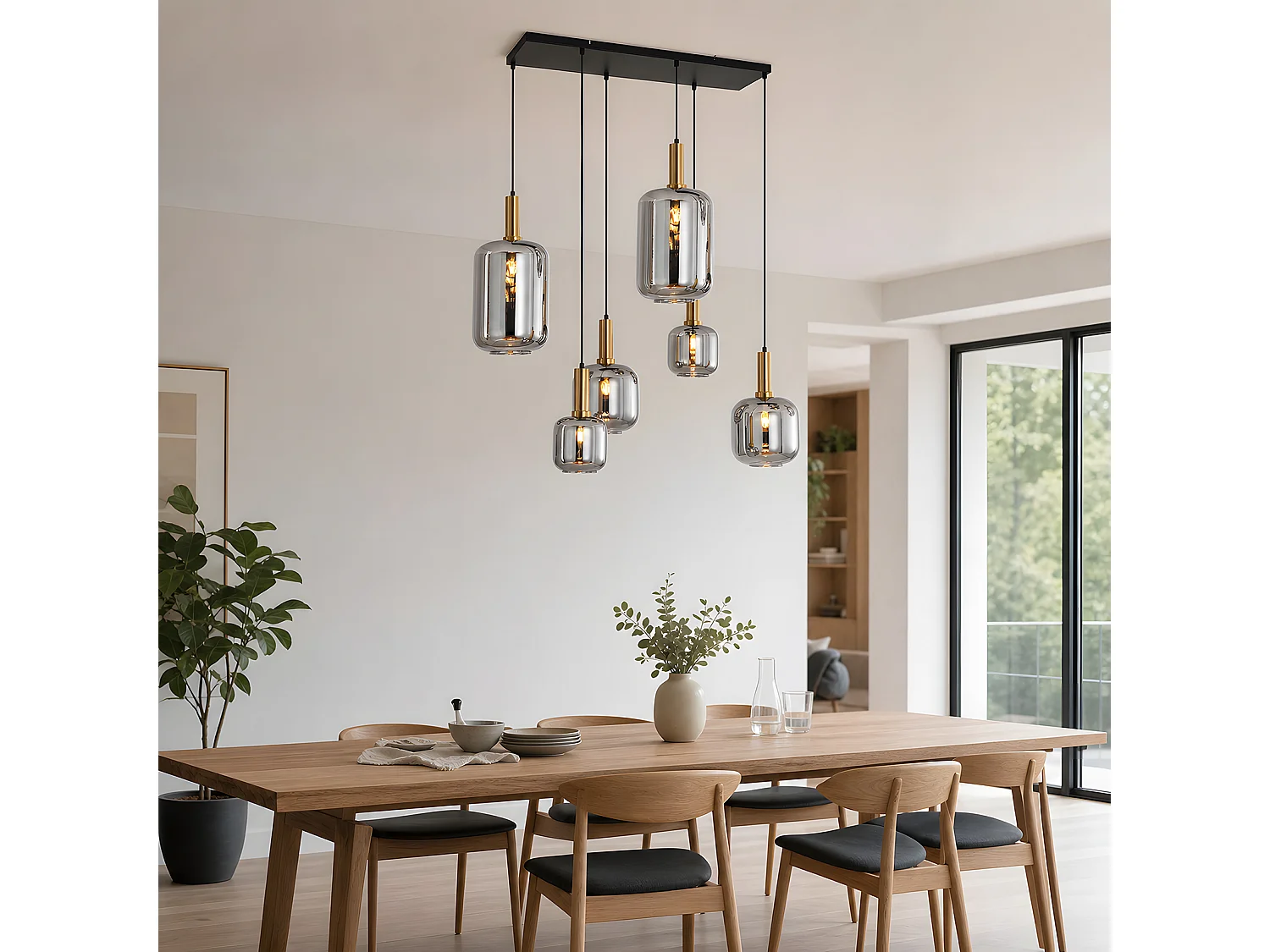 ZMH Suspension 6 lumière E27 moderne abat-jour en verre convient pour la salle à manger le salon couloir ou chambre