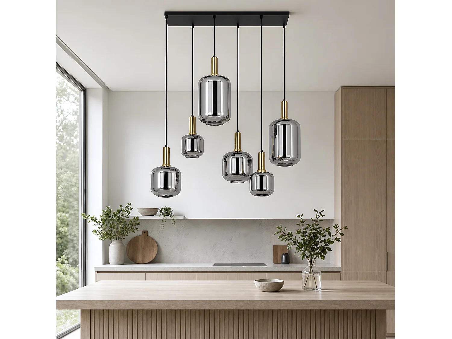ZMH Suspension 6 lumière E27 moderne abat-jour en verre convient pour la salle à manger le salon couloir ou chambre