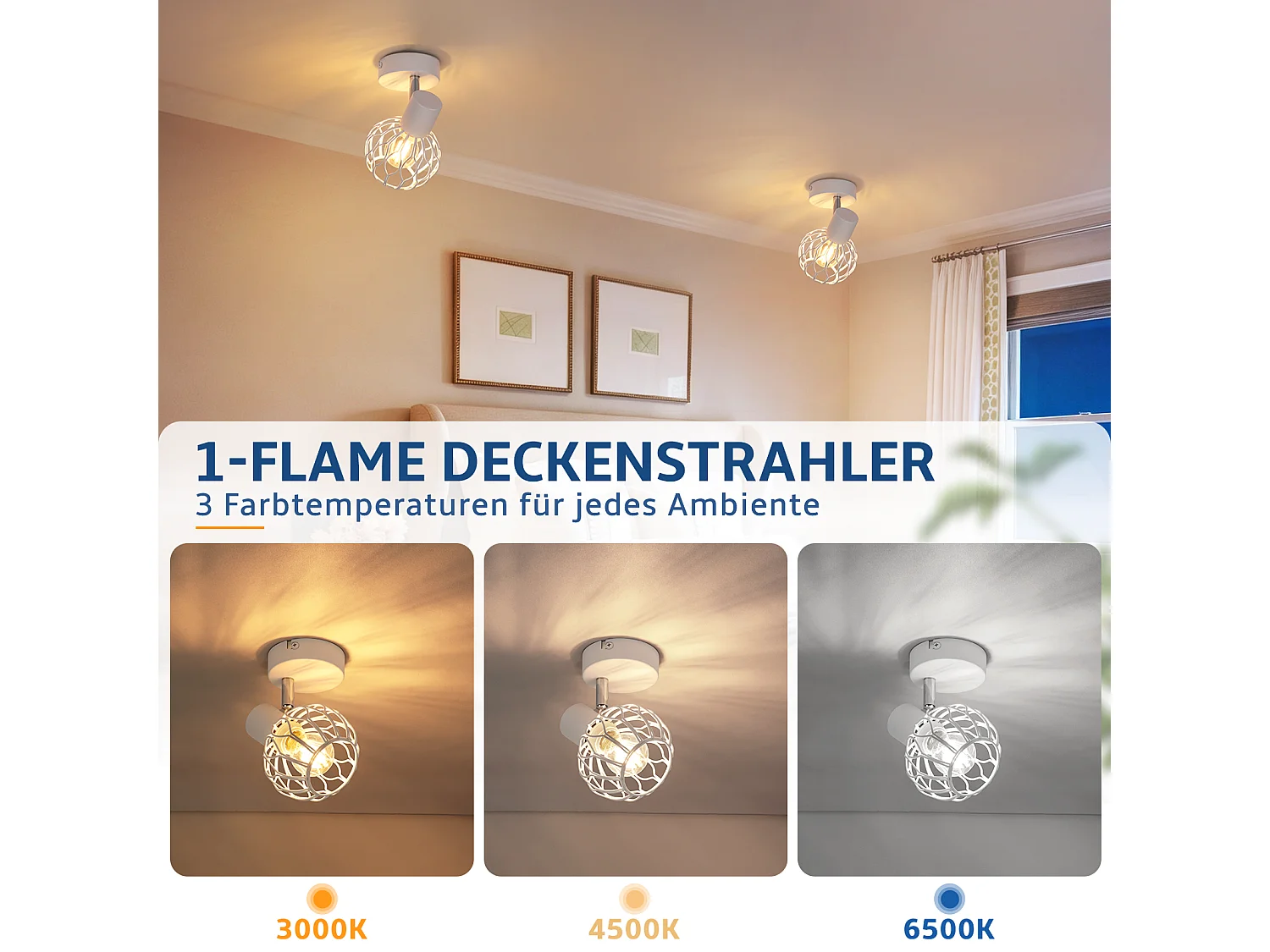 ZMH Spot de plafond blanc 1 lumières métal E14 orientable à 350° d'intérieur pour salon couloir (ampoules non incluses)