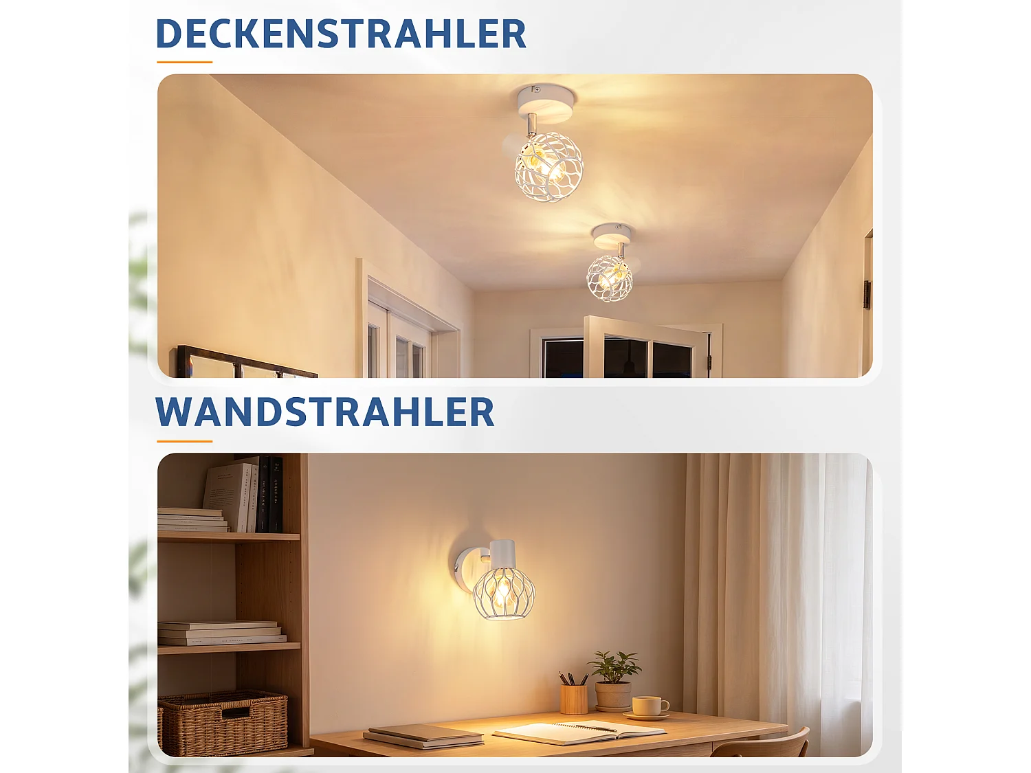 ZMH Spot de plafond blanc 1 lumières métal E14 orientable à 350° d'intérieur pour salon couloir (ampoules non incluses)