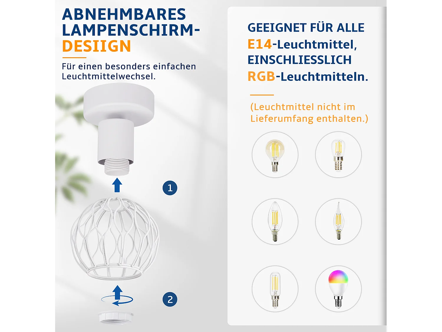 ZMH Spot de plafond blanc 1 lumières métal E14 orientable à 350° d'intérieur pour salon couloir (ampoules non incluses)