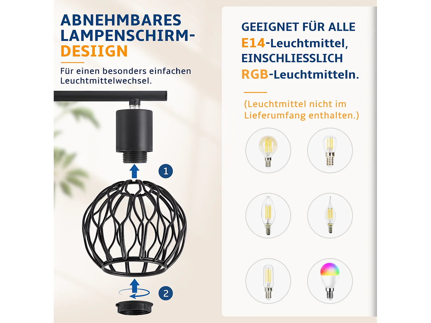 ZMH Spot de plafond noir à 4 lumières métal E14 orientable à 350° d'intérieur pour salon couloir (ampoules non incluses)