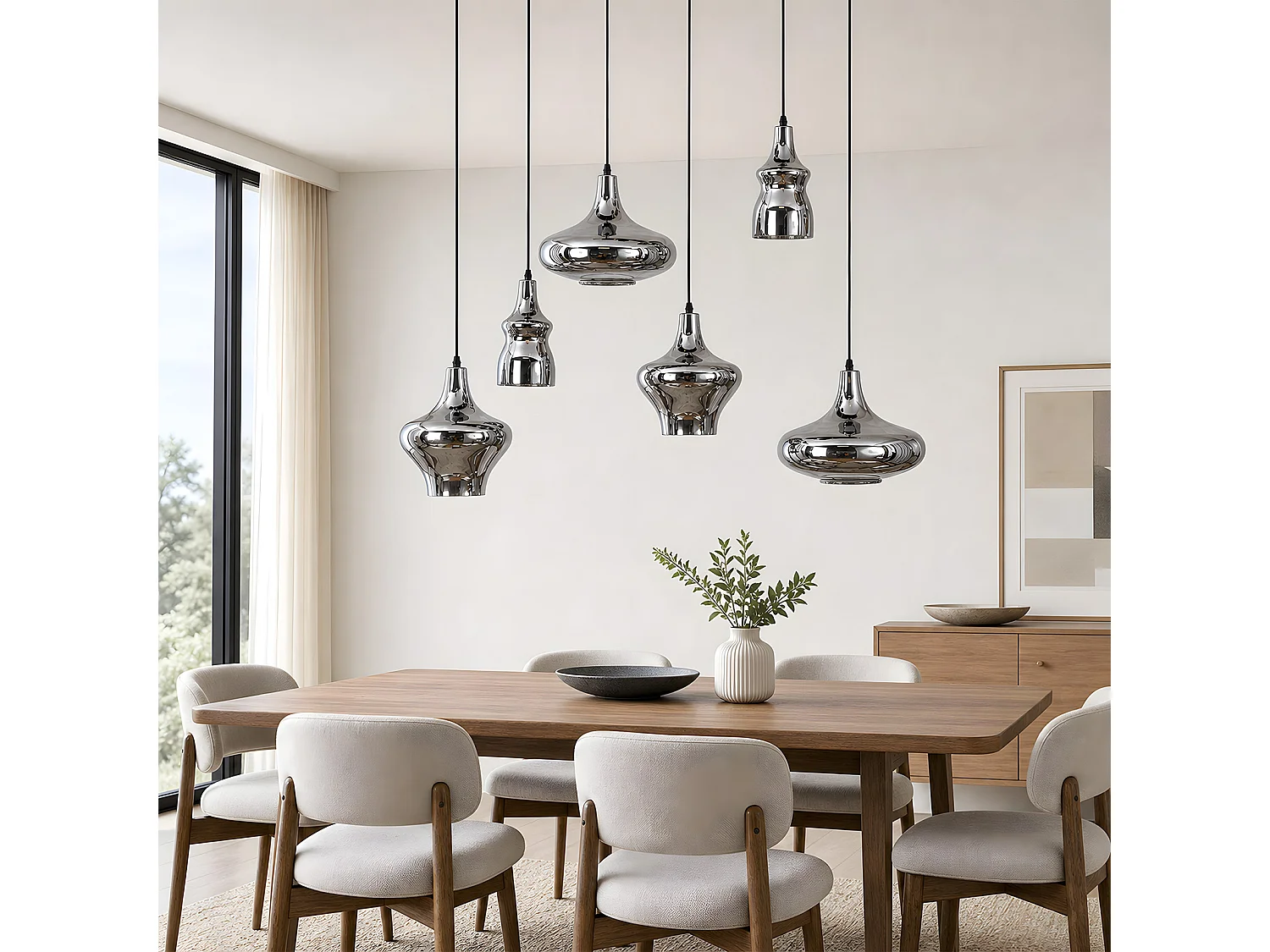 ZMH Suspension 6 lumière E27 moderne abat-jour en verre convient pour la salle à manger le salon couloir ou chambre