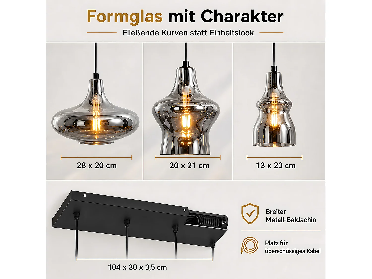ZMH Suspension 6 lumière E27 moderne abat-jour en verre convient pour la salle à manger le salon couloir ou chambre