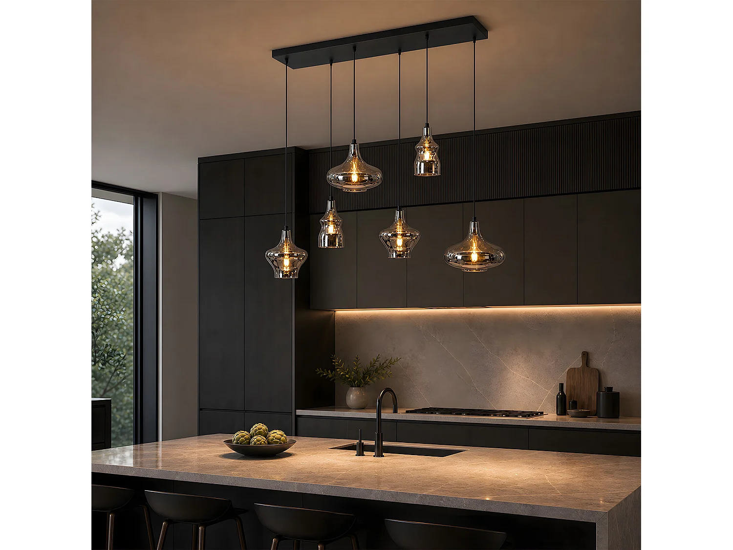 ZMH Suspension 6 lumière E27 moderne abat-jour en verre convient pour la salle à manger le salon couloir ou chambre