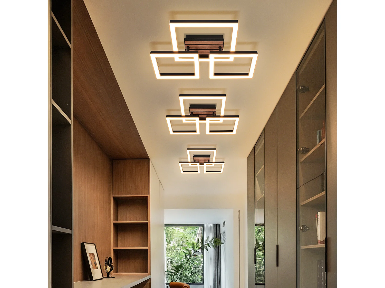 ZMH Plafonnier LED noir 21W design moderne 3000K blanc chaud idéale pour le salon chambre ou bureau