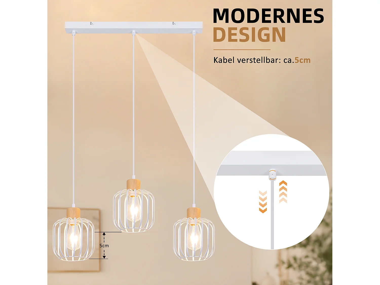 ZMH Suspension E27 blanc moderne à 3 lumières convient pour la cuisine la salle à manger et le salons ampoules non incluses