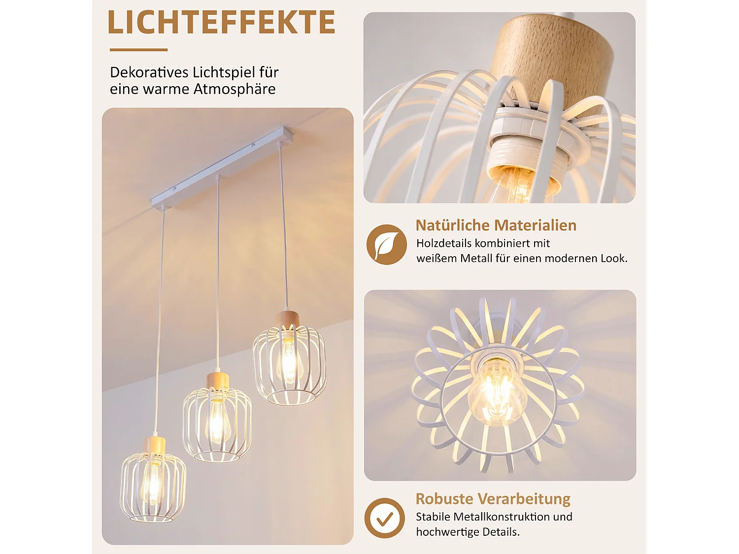 ZMH Suspension E27 blanc moderne à 3 lumières convient pour la cuisine la salle à manger et le salons ampoules non incluses