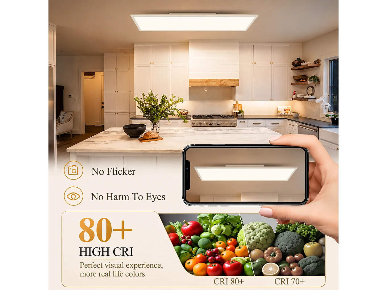 ZMH Plafonnier LED 119.5cm 18.5W blanc intensité variable rectangulaire avec télécommande pour atelier couloir cuisine salon