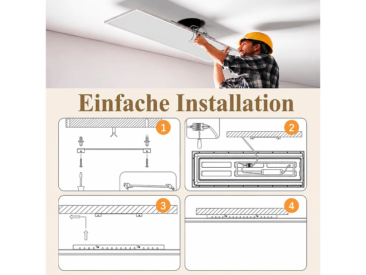 ZMH Plafonnier LED 119.5cm 18.5W blanc intensité variable rectangulaire avec télécommande pour atelier couloir cuisine salon