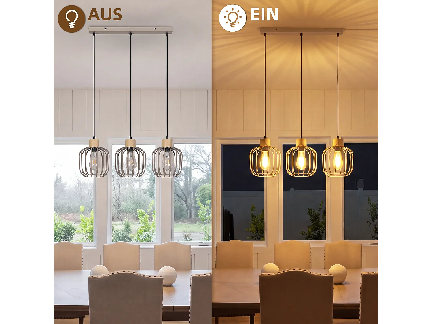 ZMH Suspension E27 gris moderne à 3 lumières convient pour la cuisine la salle à manger et le salons ampoules non incluses