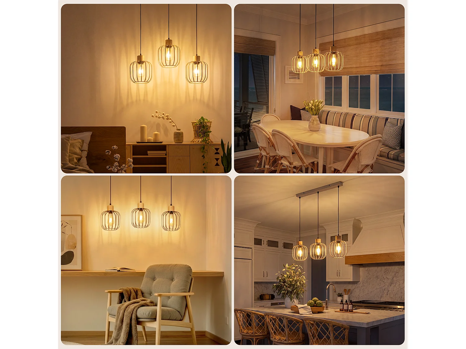 ZMH Suspension E27 gris moderne à 3 lumières convient pour la cuisine la salle à manger et le salons ampoules non incluses