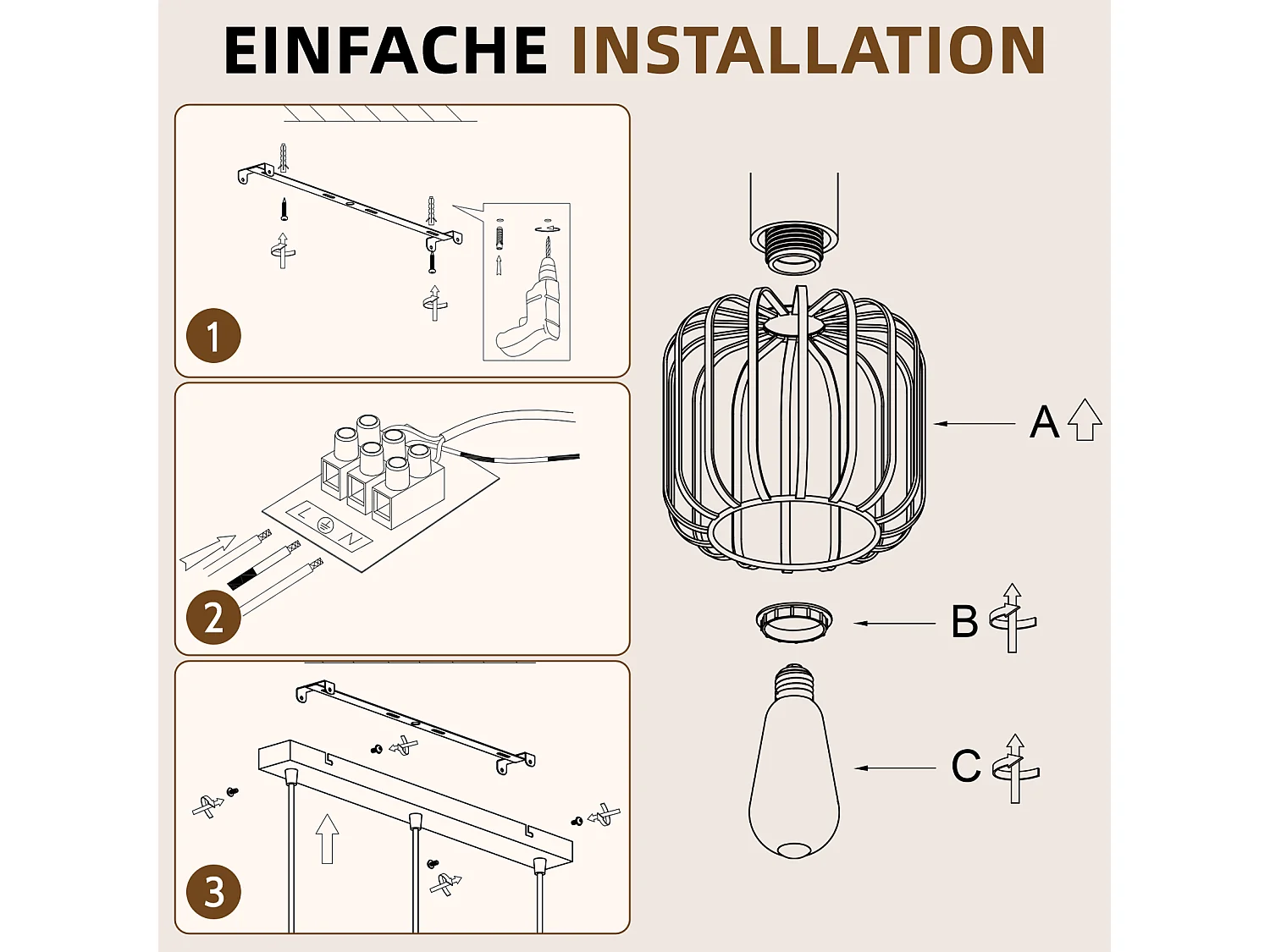ZMH Suspension E27 gris moderne à 3 lumières convient pour la cuisine la salle à manger et le salons ampoules non incluses