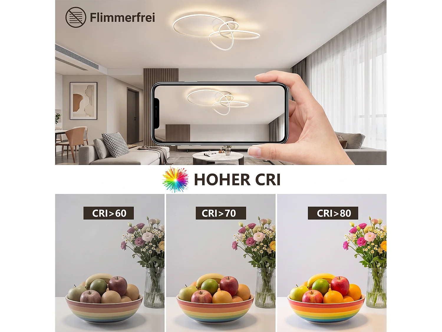 ZMH Plafonnier LED moderne 30W blanc intensité variable télécommande incluse convient pour la chambre salon cuisine et chambre d'enfant