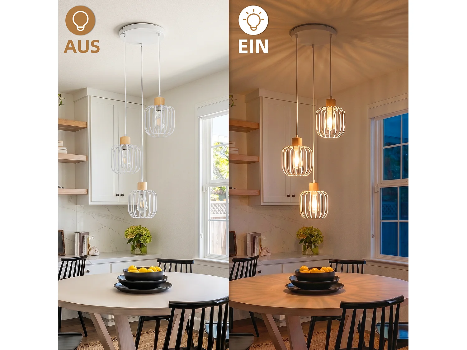 ZMH Suspension E27 blanc moderne à 3 lumières convient pour la cuisine la salle à manger et le salons ampoules non incluses