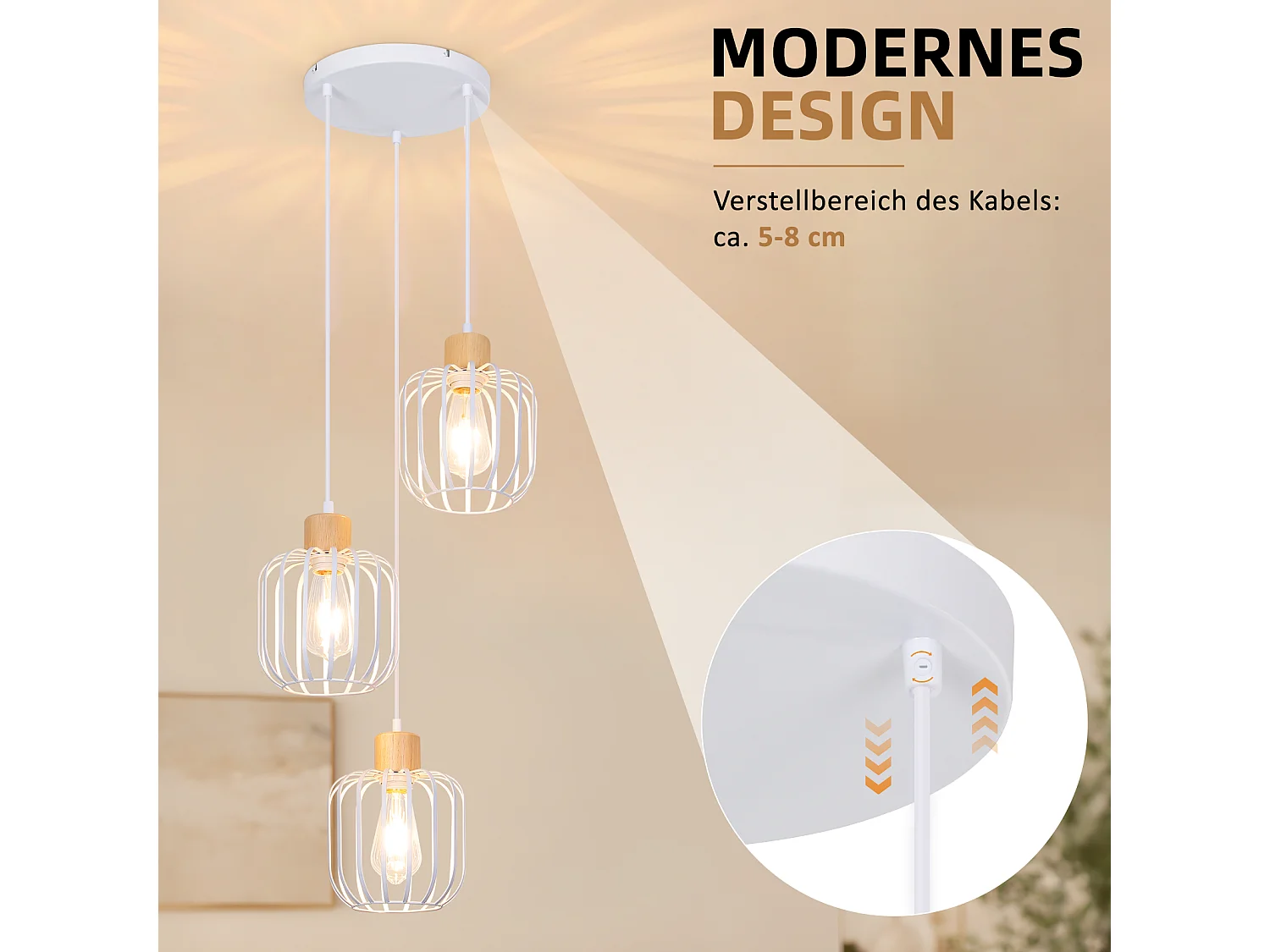 ZMH Suspension E27 blanc moderne à 3 lumières convient pour la cuisine la salle à manger et le salons ampoules non incluses