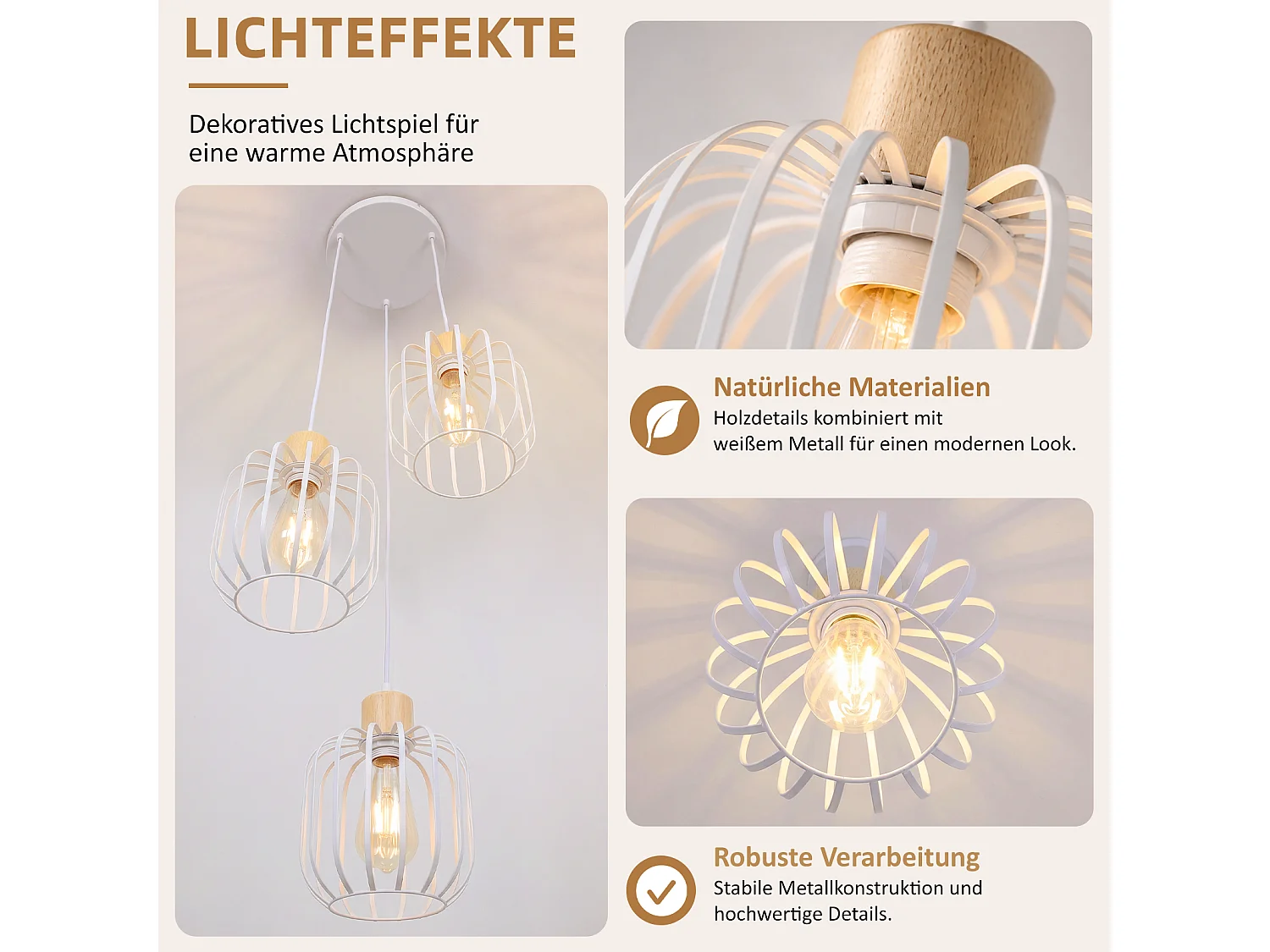 ZMH Suspension E27 blanc moderne à 3 lumières convient pour la cuisine la salle à manger et le salons ampoules non incluses