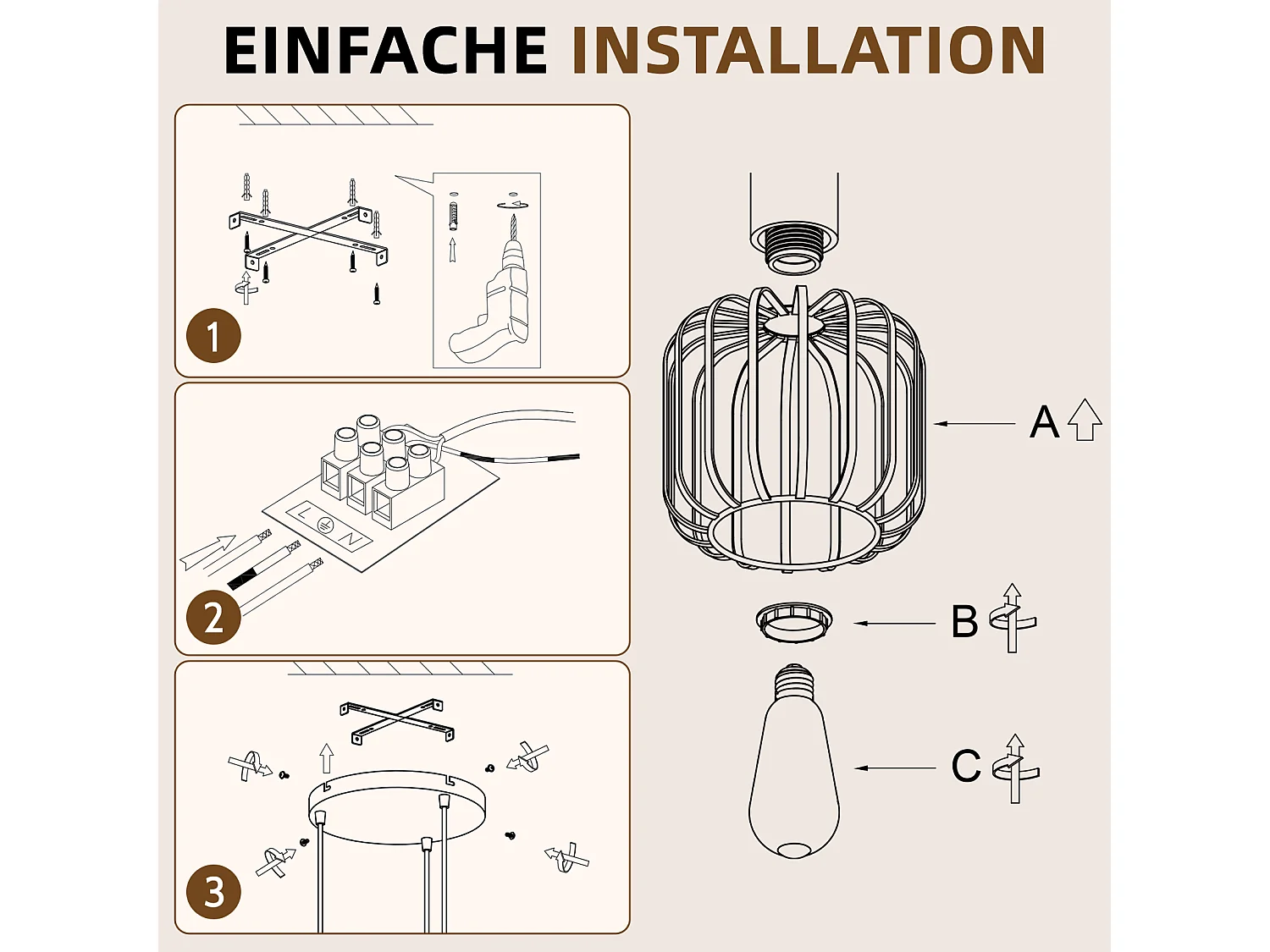 ZMH Suspension E27 gris moderne à 3 lumières convient pour la cuisine la salle à manger et le salons ampoules non incluses