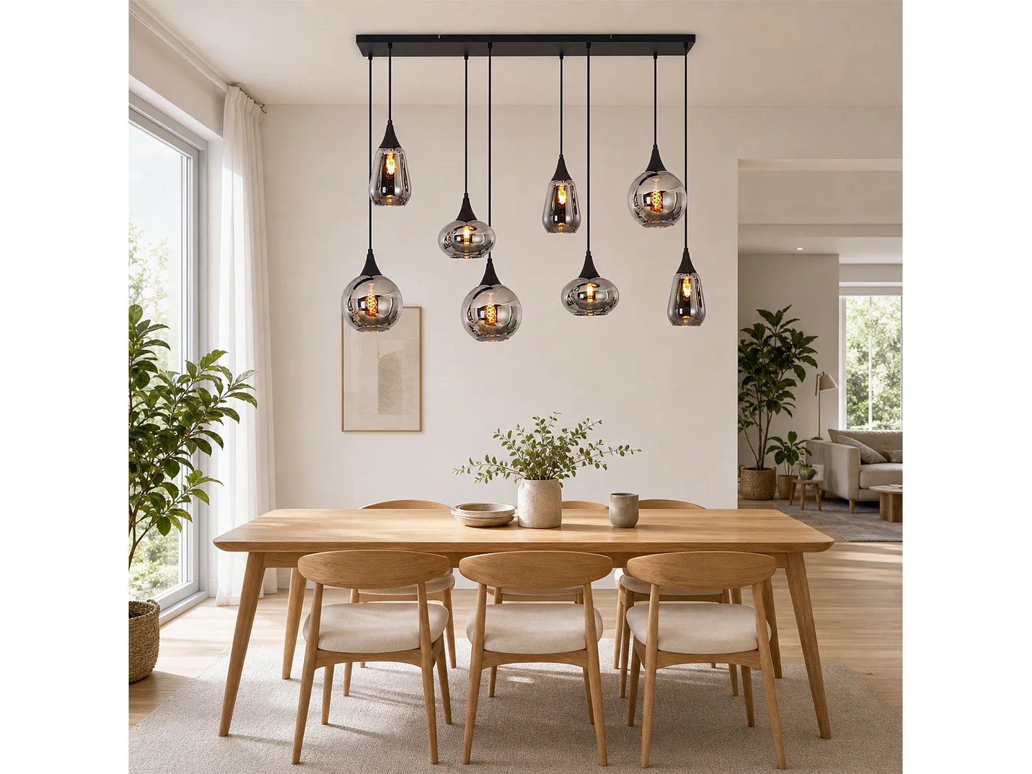 ZMH Suspension 8 lumière E27 moderne abat-jour en verre convient pour la salle à manger le salon couloir ou chambre