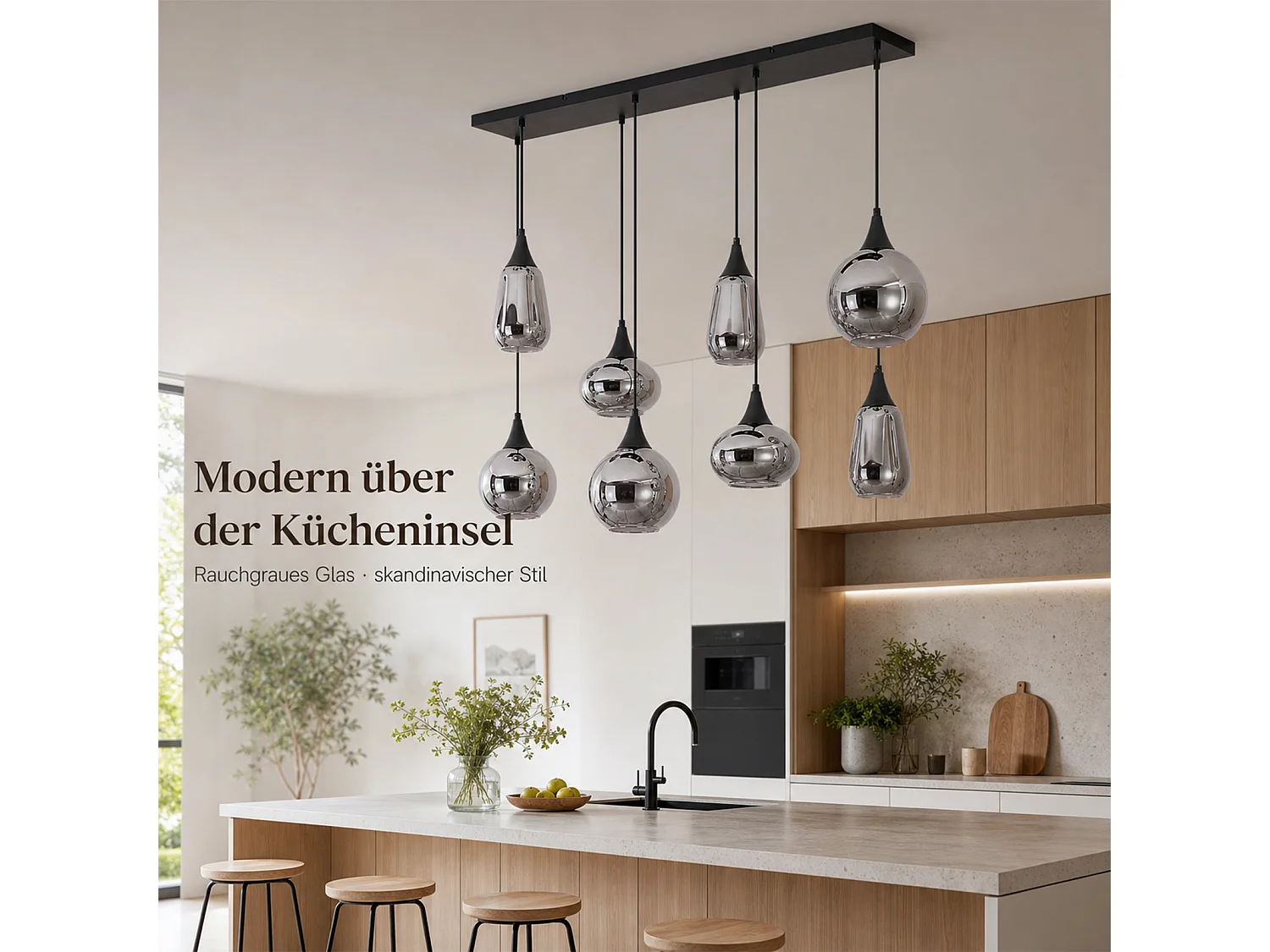 ZMH Suspension 8 lumière E27 moderne abat-jour en verre convient pour la salle à manger le salon couloir ou chambre