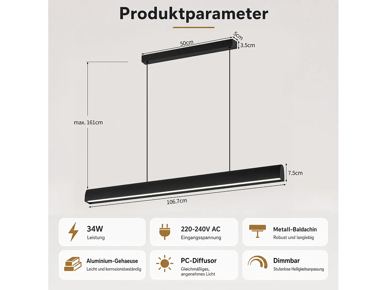 ZMH Suspension LED noir 34W à intensité variable avec télécommande convient pour la cuisine la salle à manger et le bureau