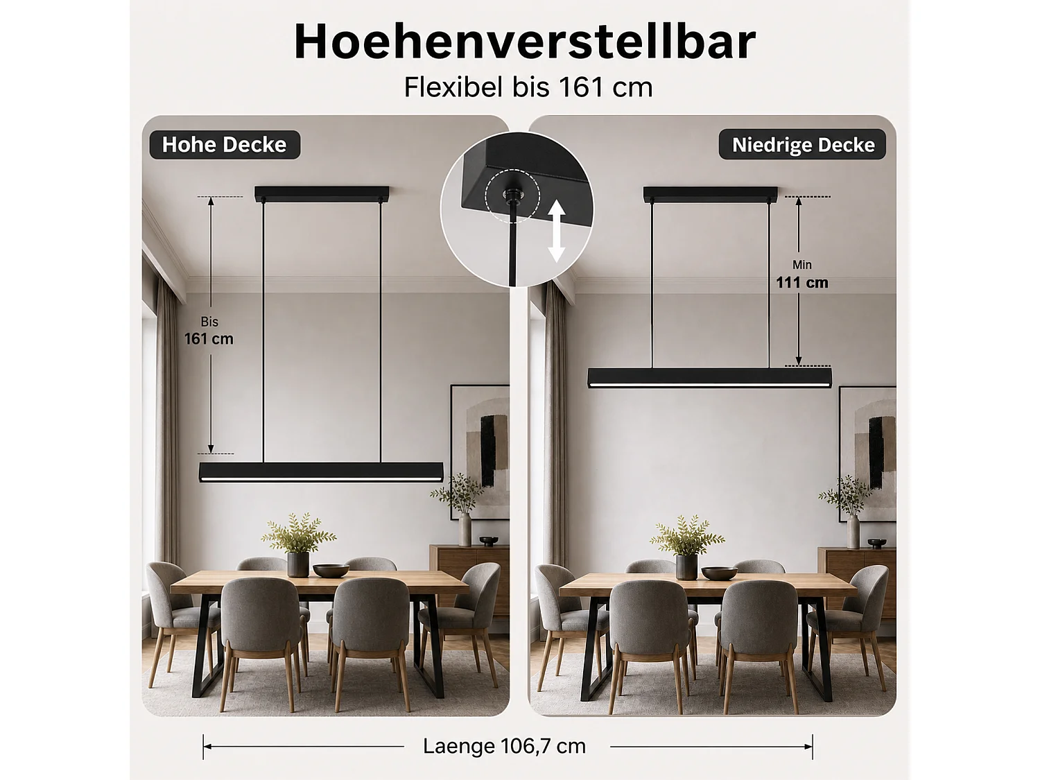 ZMH Suspension LED noir 34W à intensité variable avec télécommande convient pour la cuisine la salle à manger et le bureau